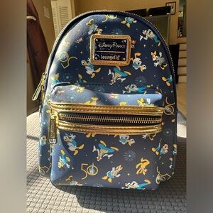 Walt Disney World 50th Anniversary Blue Loungefly Mini Backpack NWT